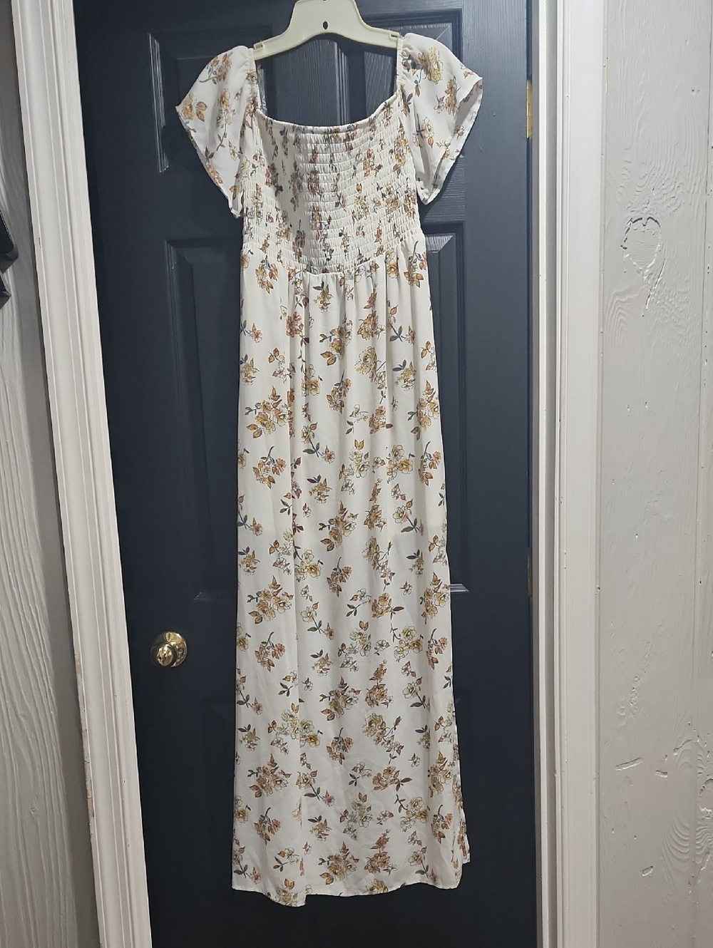 Socialite White Floral Smocked Maxi Dress